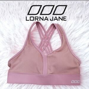 Lorna Jane Pink Ribbed Sports Bra